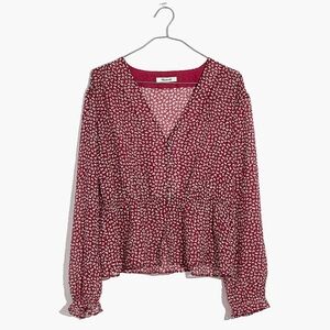Madewell Red Ditsy Overture Top size L